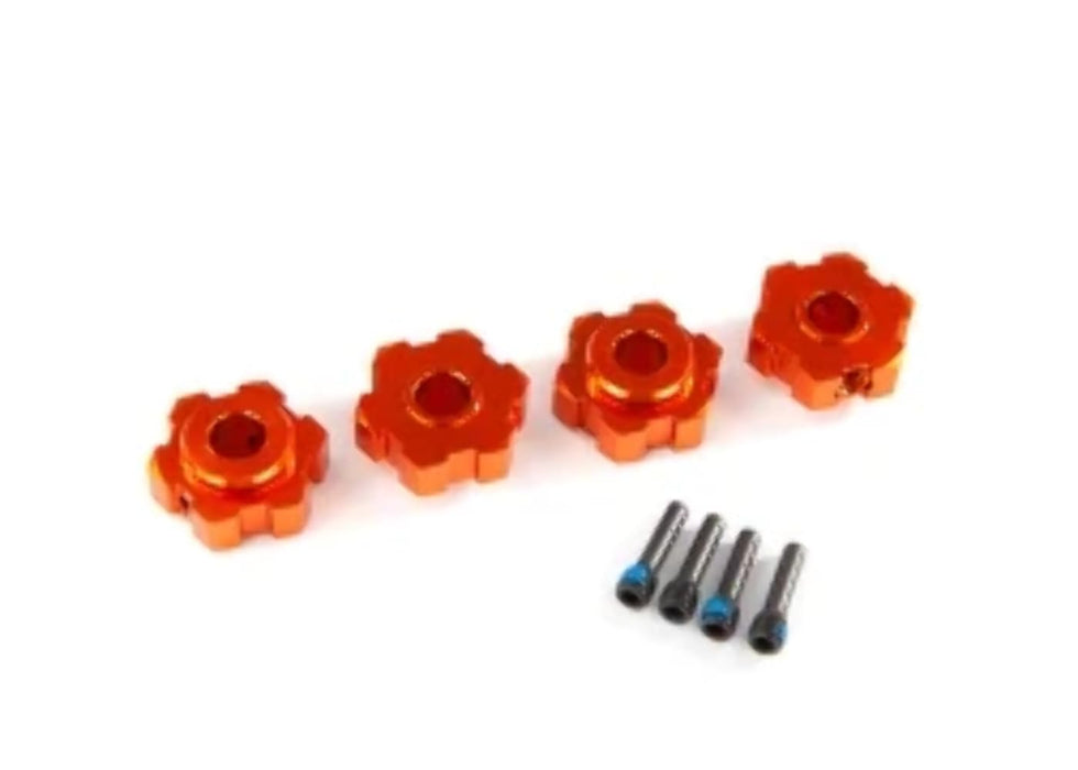 Traxxas 8956T Wheel Hubs Hex Aluminum (Orange-Anodized) (4)/ Screw Pins (4)