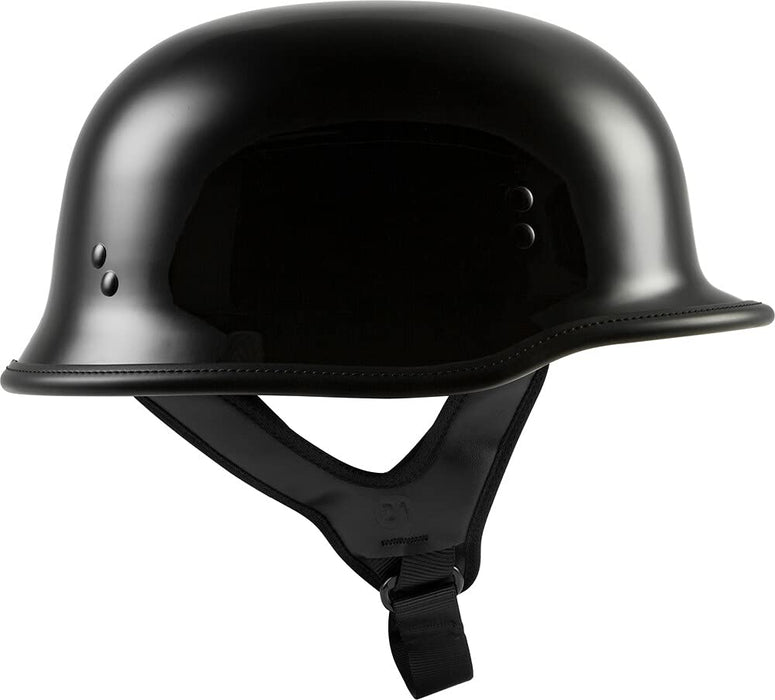 Highway 21 Motorcycle 9mm Half Helmet (German Style) (Black, Large)