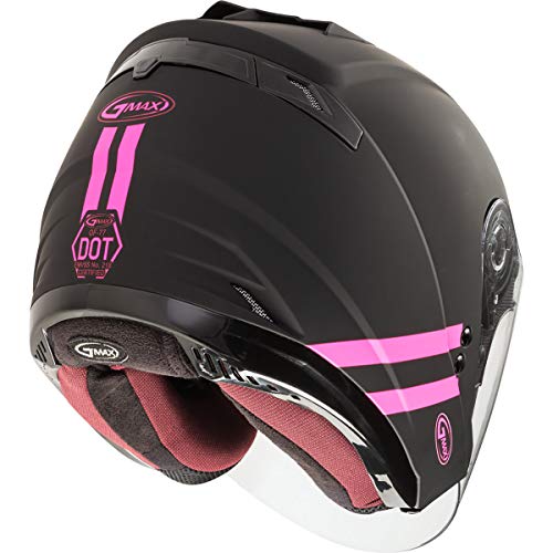 GMAX OF-77 Adult Downey Open-Face Motorcycle Helmet - Matte Black/Pink/Medium