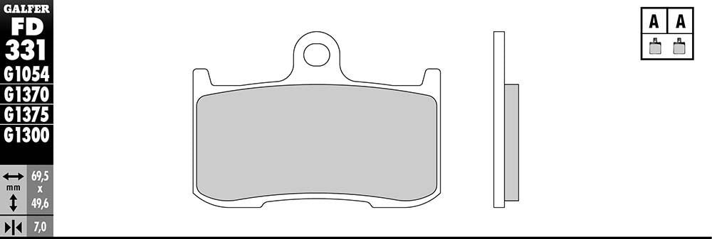 Galfer Semi-Metallic Brake Pads (Front G1054) Compatible With 03-06 KAWASAKI Z1000