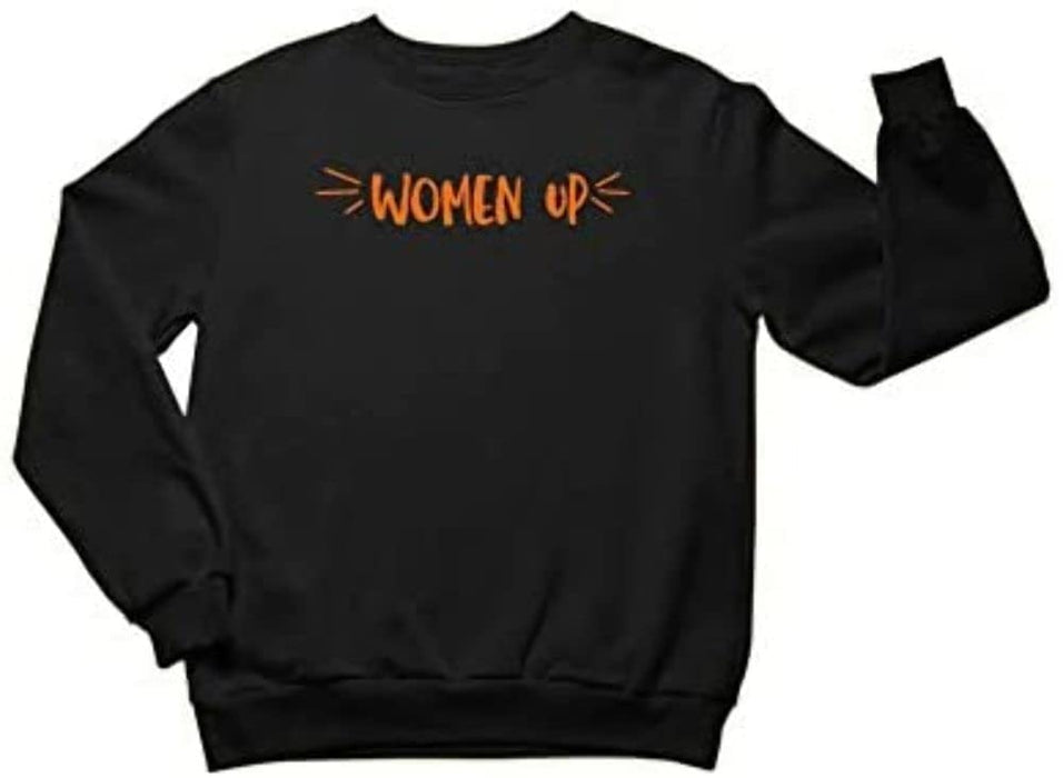 Men's Woman Up Funny Design Sweatshirt Long Sleeve Crewneck Pullover Black XXXX-Large