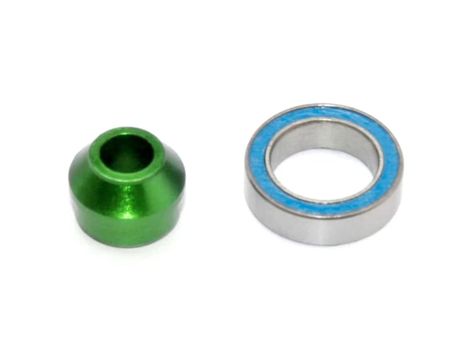 Traxxas Bearing Adapter 6061-T6 Aluminum (Green-Anodized) (1)/ 10x15x4mm Ball Bearing (Black Rubber Sealed) (1) (for Slipper Shaft)