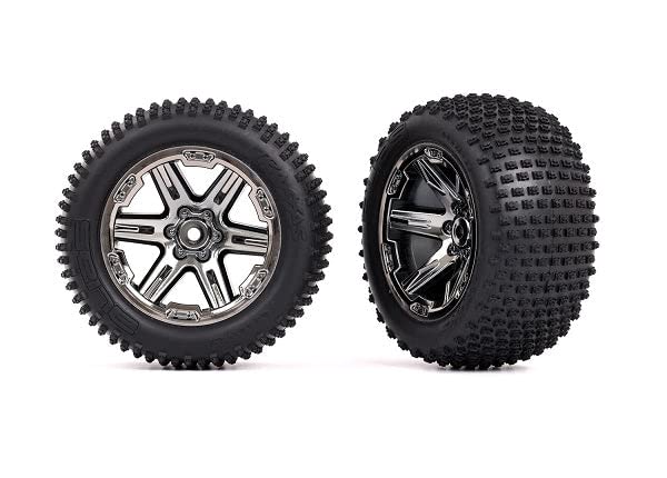 Traxxas Tires and Wheels Aseembled RXT Black Chrome 2.8 Inch Rear 3772R