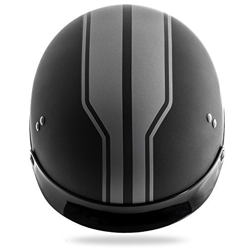 GMAX GM65 Mens Full Dress Half Face Motorcycle Street Helmet - Twin Flat Black/Silver X-Small