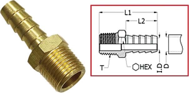 SP1 MR-07305-2 Hose Barb Fitting - Male 1/4in. NPT Thread X 1/4in.