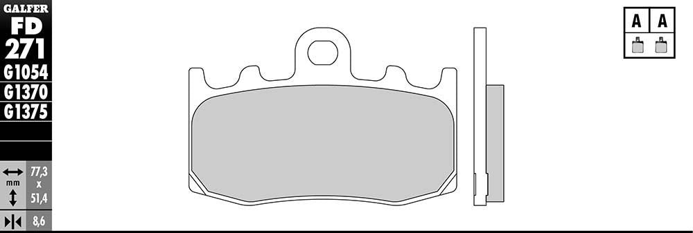 Galfer Semi-Metallic Brake Pads (Front G1054) Compatible With 04-12 BMW R1200GS