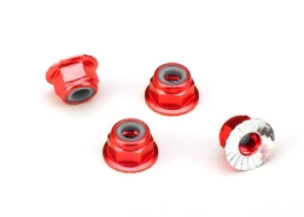 Traxxas 1747A - Aluminum Flanged Locking Nuts Red (4)