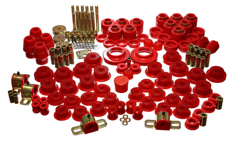 Energy Suspension 97-06 compatible with Jeep Wrangler TJ (w/ 1in Body Lift Kit) Red Hyper-Flex Master Bushing Set 2.18106R