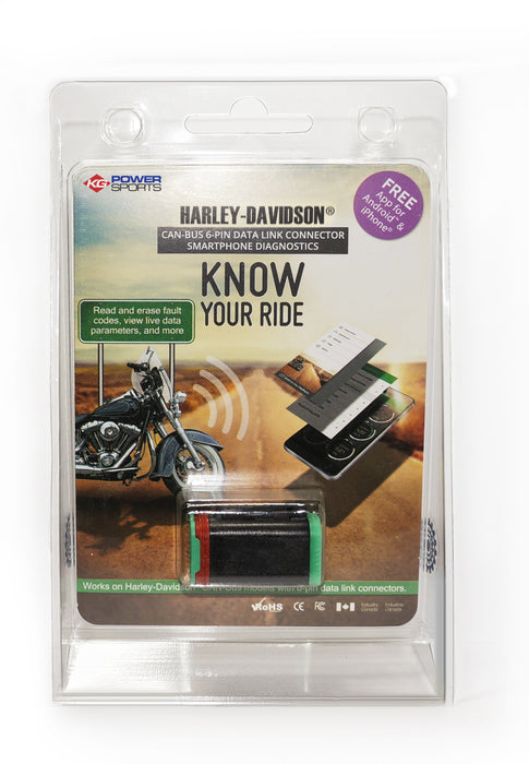 Motorcycle Code Reader and Scan Tool Compatible with Harley Davidson Fuel-Injected Can-Bus Models (up to 2020) with 6-Pin Diagnostic Port