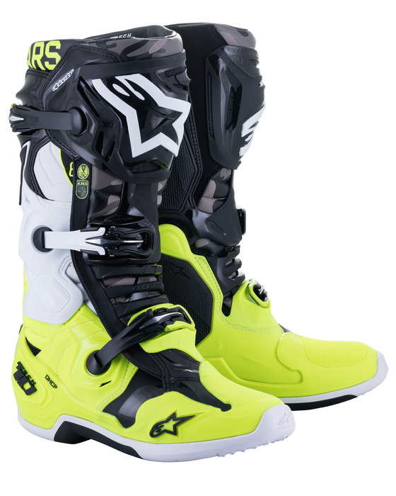 Alpinestars Tech 10 Boot Le Ams21 Black/Yellow Flou/White Sz 10 2010020-158-10