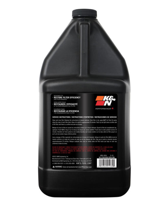 K&N Air Filter Oil: 1 Gallon; Restore Engine Air Filter Performance And