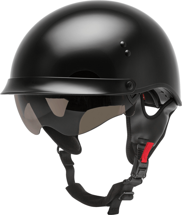 GMAX HH-65 Full Dressed Motorcycle Street Half Helemet (Black, Large)