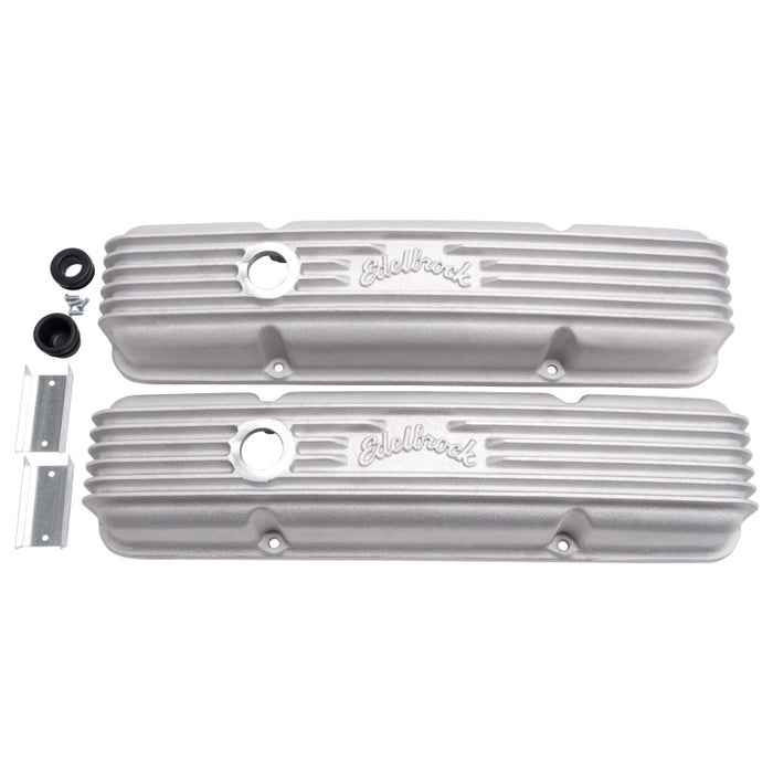 Edelbrock Valve Cover Classic Series Chevrolet 1959-1986 262-400 CI V8 w/ Breather Holes Satin 41439