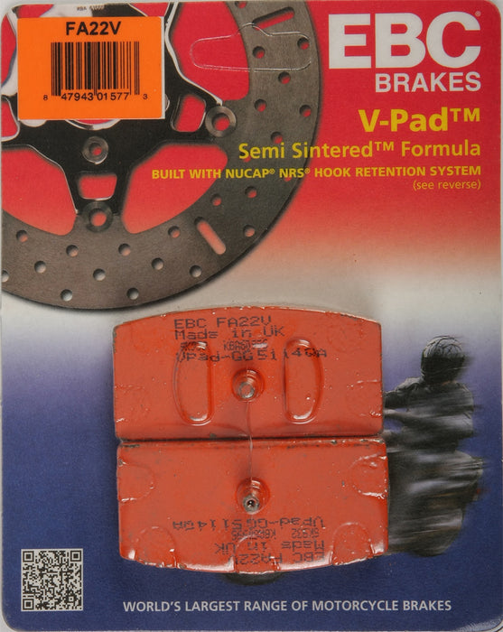 EBC Brakes FA22V Semi Sintered Disc Brake Pad, Black, One-Size