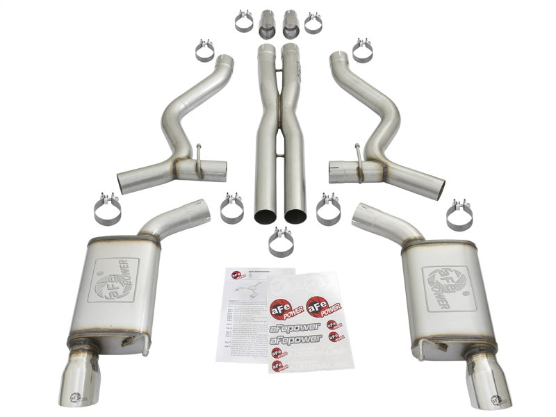 aFe MACHForce XP 3in 304 SS Cat-Back Exhausts w/ Polished Tips 15-17 Ford Mustang GT V8-5.0L/V6-3.7L 49-33072-1P