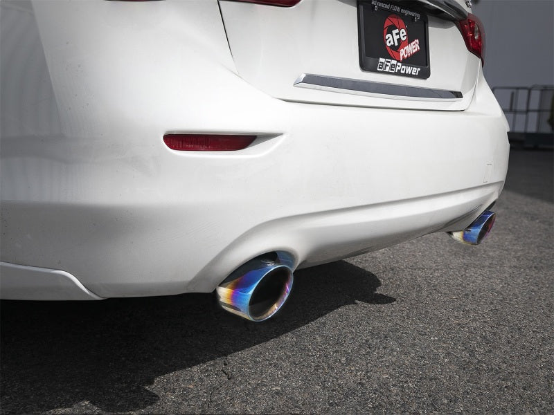 aFe Takeda 2.5in 304 SS Axle-Back Exhaust w/ Blue Flame Tips 16-18 Compatible with Infiniti Q50 V6-3.0L (tt) 49-36130NM-L