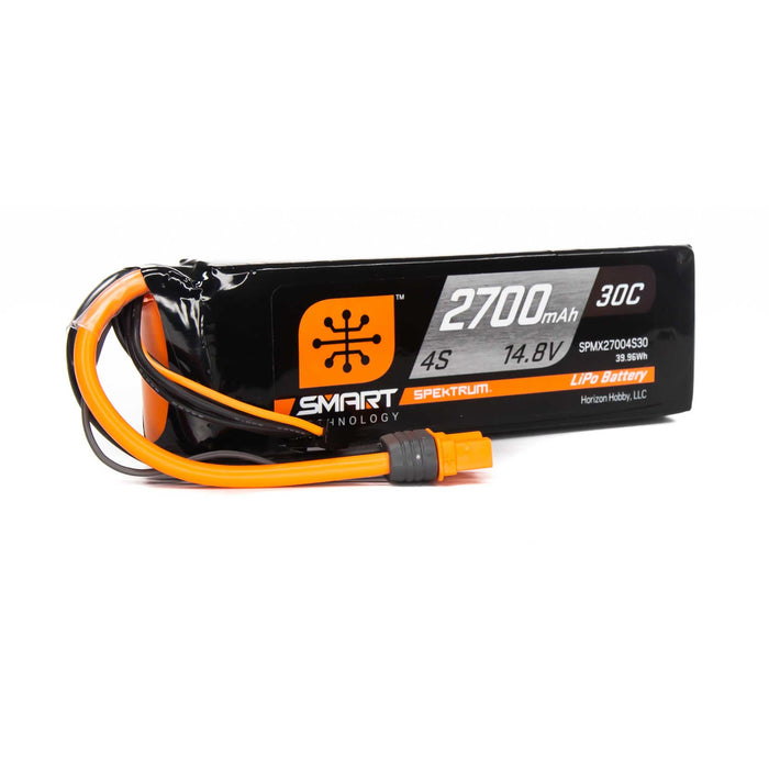 Spektrum SMART 2700mAh 4S 14.8V Smart LiPo Battery 30C IC3 SPMX27004S30 Airplane Batteries
