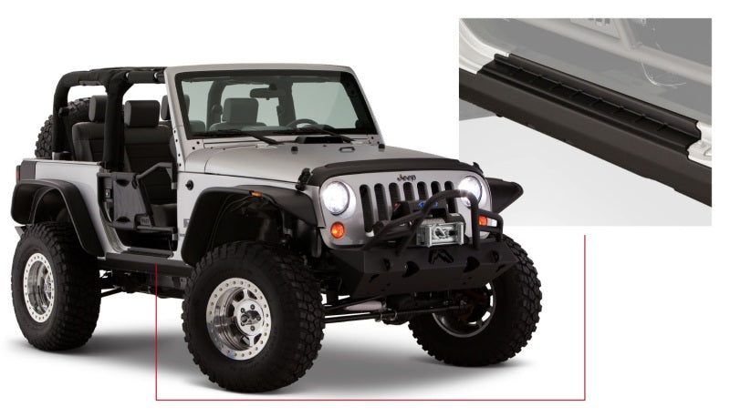 Bushwacker 07-18 compatible with Jeep Wrangler Trail Armor Rocker Panel and Sill Plate Cover Black 14011