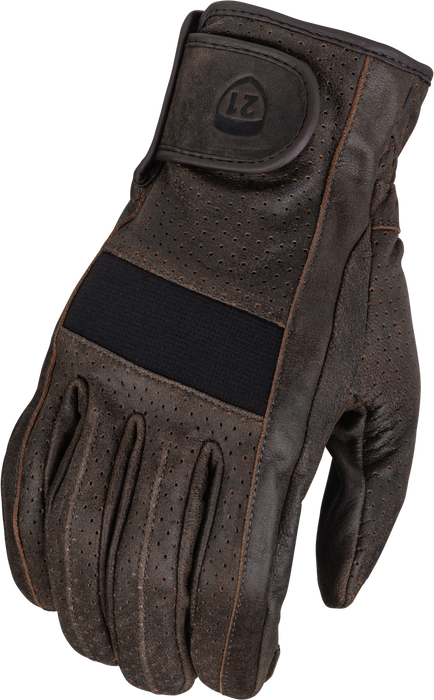 Highway 21 Men's Motorcycle Jab Full Perforated Gloves (Brown, 4X-Large)