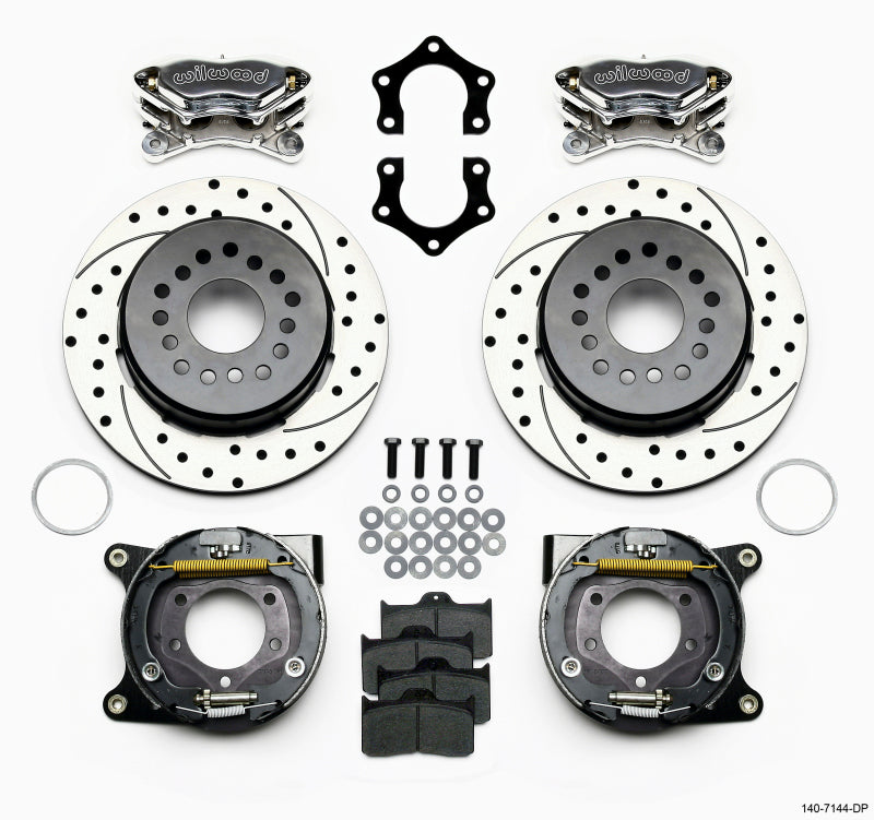 Wilwood Forged Dynalite P/S P-B Kit Drilled Polished Mopar/Dana 2.36in Off w/Snap Ring Brng 140-7144-DP