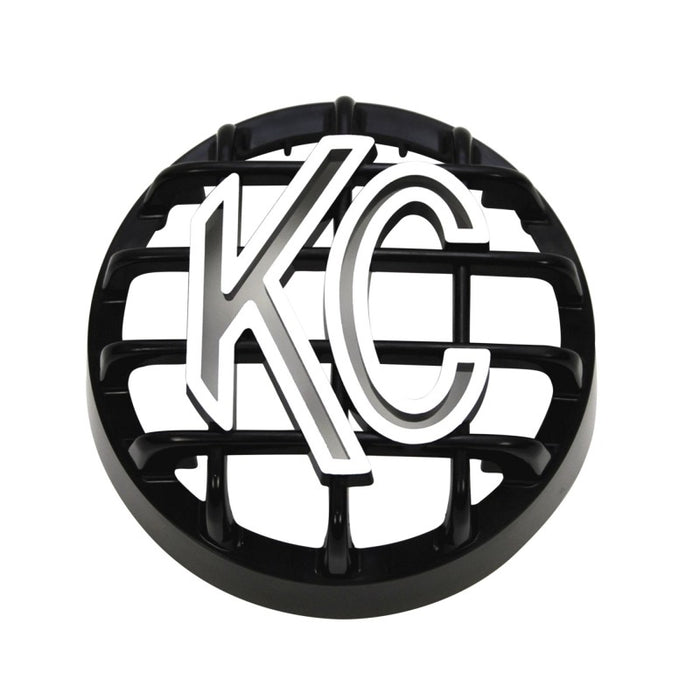 KC HiLiTES 4in. Round ABS Stone Guard for Rally 400 (Single) Black w/White KC Logo 7219