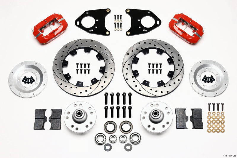 Wilwood Forged Dynalite Front Kit 12.19in Drilled Red 71-80 Pinto/Mustang II Disc & Drum 140-7017-DR