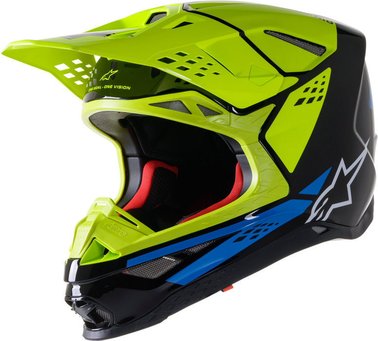 Alpinestars Supertech M8 Factory Helmet-Black/Yellow Fluo/Blue-L