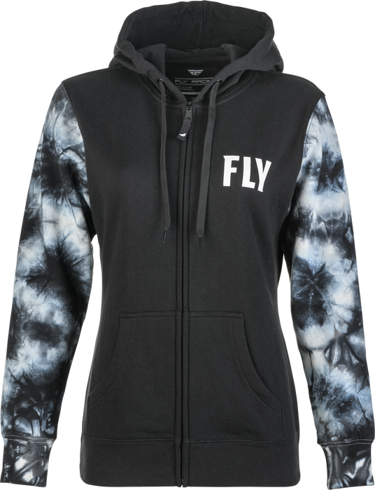 Fly Racing 358-0070M Women's Fly Tie-Dye Zip Up Hoodie Black/Grey Md