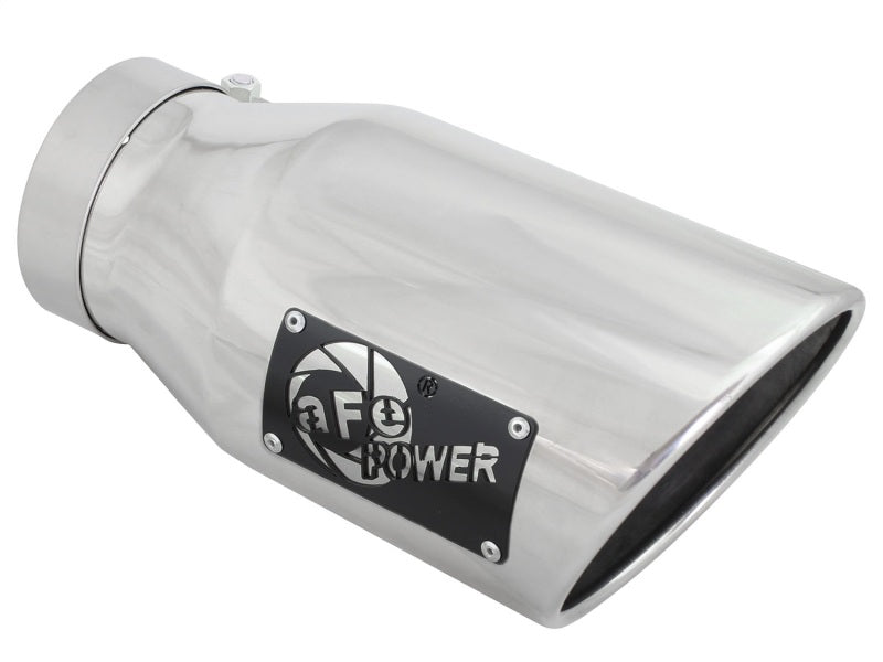 aFe MACH Force-XP 304 SS Right Side Single Wall Polished Exhaust Tip 4in Inlet x 6in Outlet x 12in L 49T40601-P12