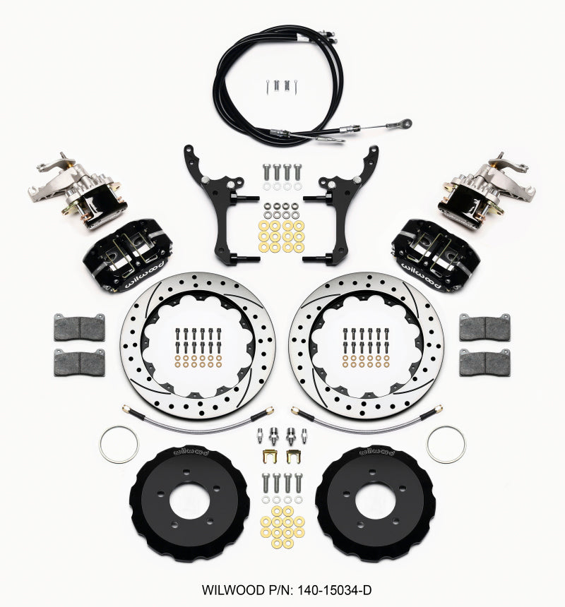 Wilwood Dynapro Radial4 / MC4 Rear Kit 12.88 Drilled 2006-15 Miata w/Lines & Cables 140-15034-D