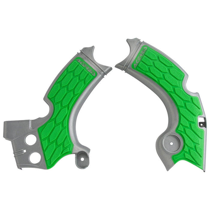 Acerbis X-Grip Silver/Green Frame Guards (2657591417)