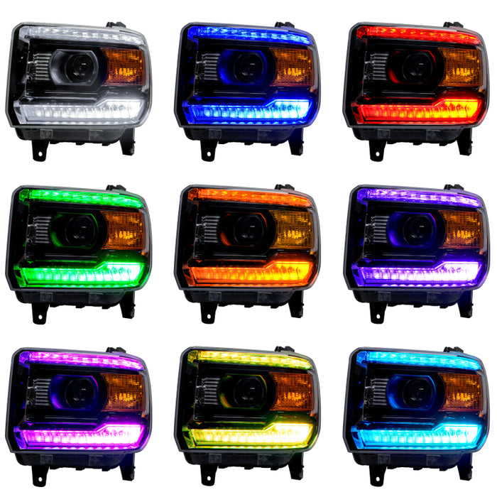 Oracle 14-15 GMC Sierra Headlight DRL Upgrade Kit Colorshift W/No CNTLR