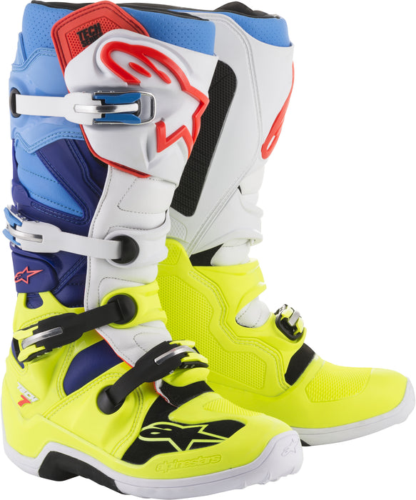 Alpinestars Tech 7 Boots Yellow/White/Blue Sz 06 2012014-5277-6