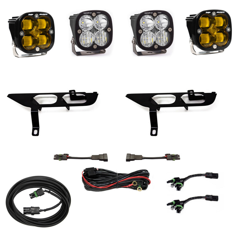 Baja Designs 2021+ Ford F150 Fog Pocket Kit SAE Amber Squadron Sport DC 447698