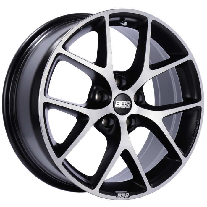 BBS SR 17x7.5 5x100 ET48 Satin Black Diamond Cut Face Wheel -70mm PFS/Clip Required SR025VGPK