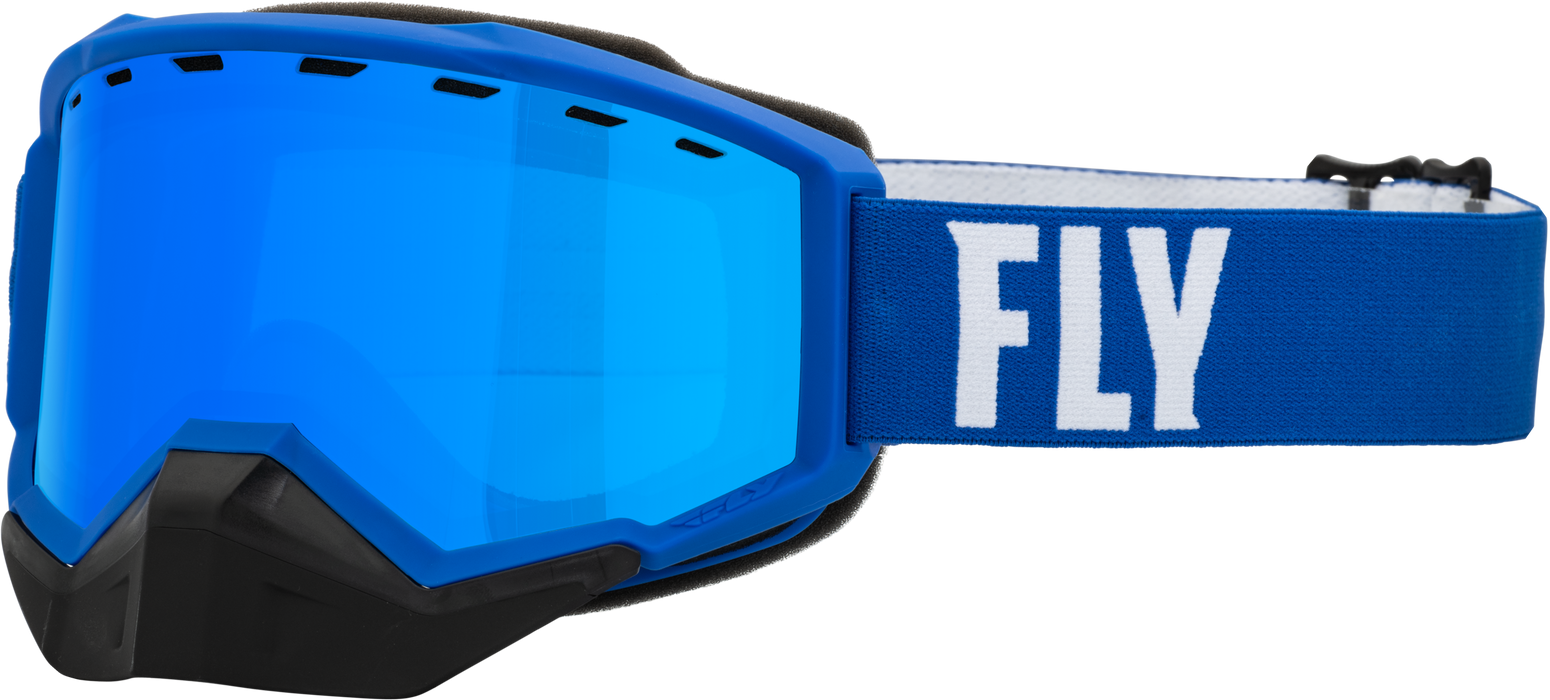 Fly Racing 2023 Focus Snow Goggle (Blue/White W/Sky Blue Mirror/Blue Lens, Adult)