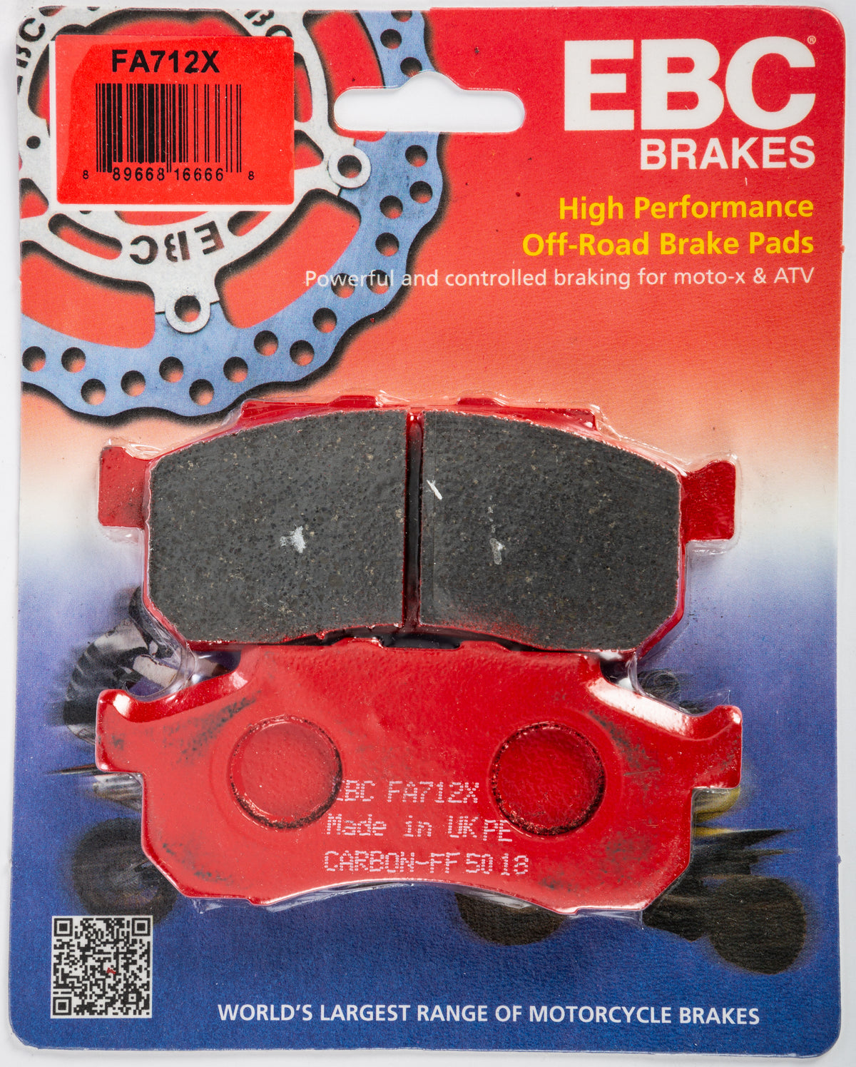 EBC 15-17 Fits Honda Sxs 500 Sxs M2 Pioneer (2 Seater) Front Left/Right Fa-Sfa-X Brake Pads FA712X