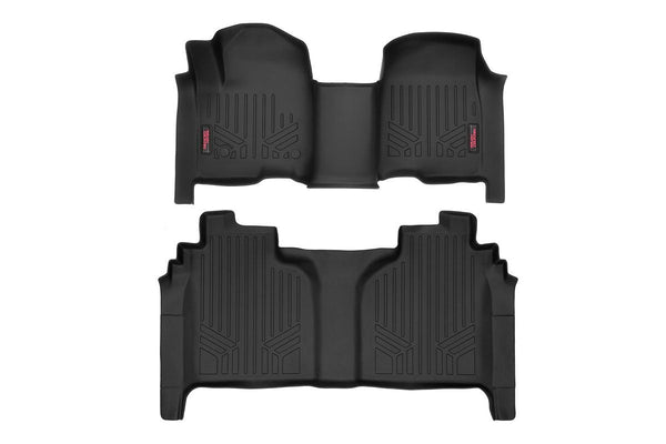 Rough Country Floor Mats Fr And Rr Ov Hump Crew Fits Chevy/GMC 1500/2500HD/3500HD (19-23) M-21613