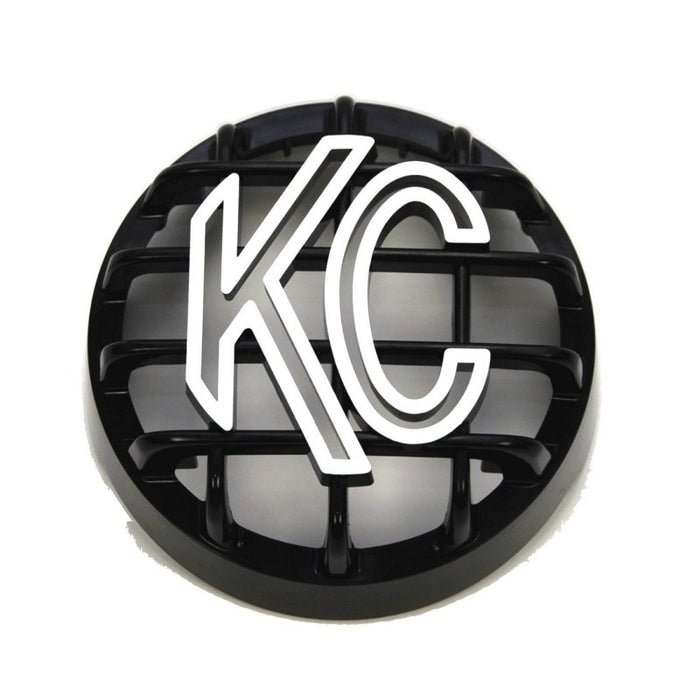 KC HiLiTES 4in. Round ABS Stone Guard for Rally 400 (Single) Black w/White KC Logo 7219