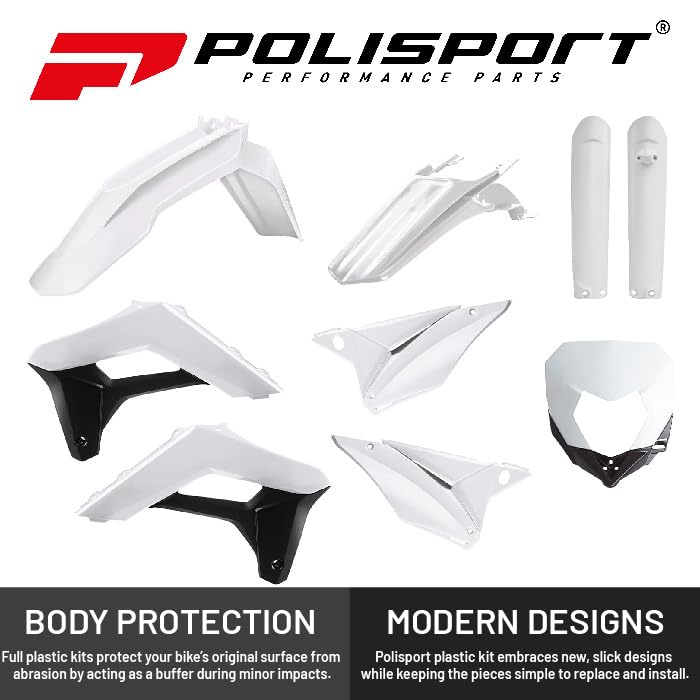 Polisport Full Plastic Kit for Sherco SE/SE-F (2017-2023) OEM Quality Restyling Kit with Superior Fit, Flexibility, and Durability (White)