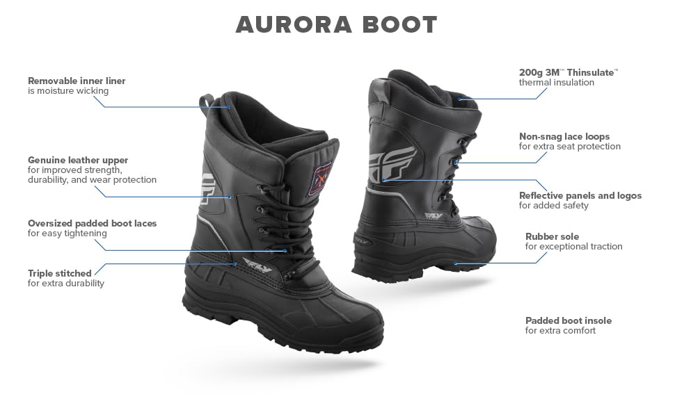 Fly Racing Aurora Snow Boot (Black, 6)