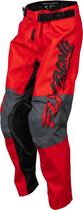 Fly Racing 2023 Youth Kinetic Khaos Pants (Black/Red/Grey, 26)