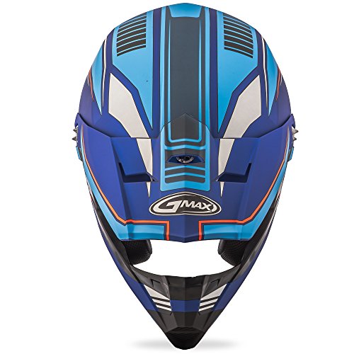 GMAX unisex-adult full-face-helmet-style Helmet (Mx46 Uncle) (Flat Blue/Hi-Vis Red, XX-Large)