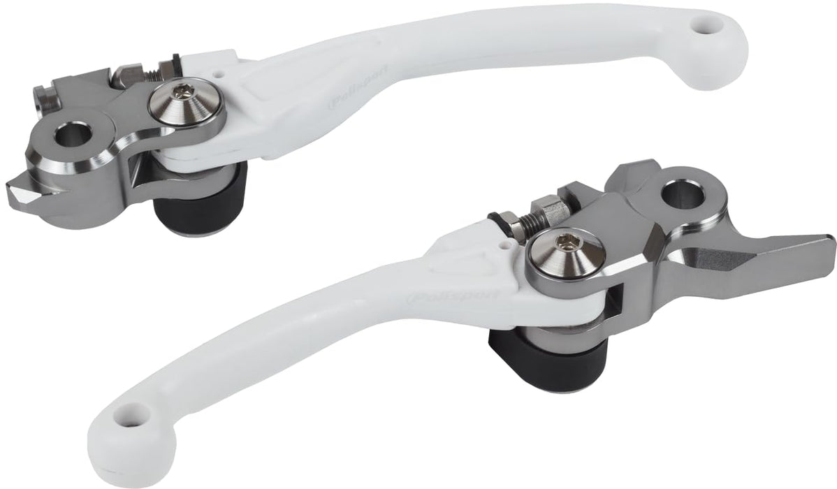 POLISPORT 8487200047 Unbreakable Folding Levers Machined from Aluminum with Adapter Compatible with Husqvarna Motorcycles in Color White