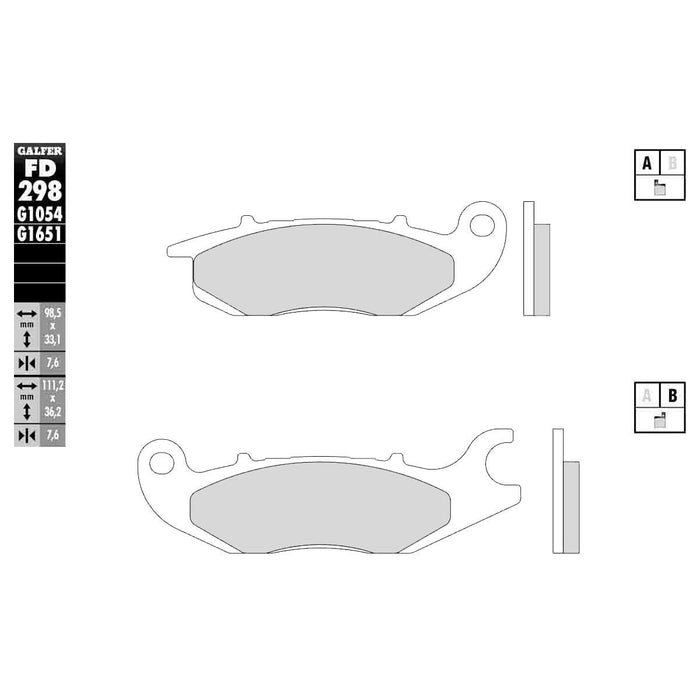 Galfer Semi-Metallic Brake Pads (Front G1054) Compatible With 14-19 HONDA Grom