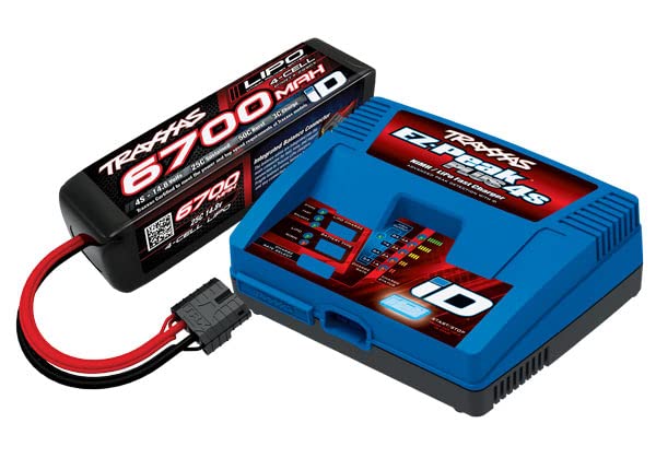 Battery / Charger completer Pack Includes #2981 iD® Charger (1) #2890X 6700mAh 14.8V 4-Cell 25C LiPo Battery (1)