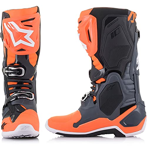 Alpinestars 2010020-9040-11 Men's Tech 10 Motocross Boot, Cool Gray/Orange, 11