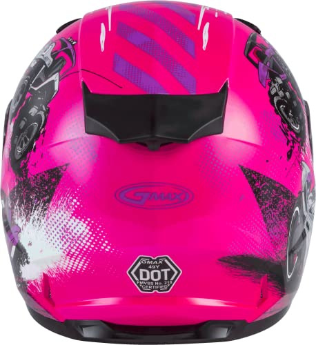 GMAX GM-49Y Cold Weather, Youth Full-Face Helmet, DOT Approved for Snow & Motor Sports (PINK/PURPLE/GREY)