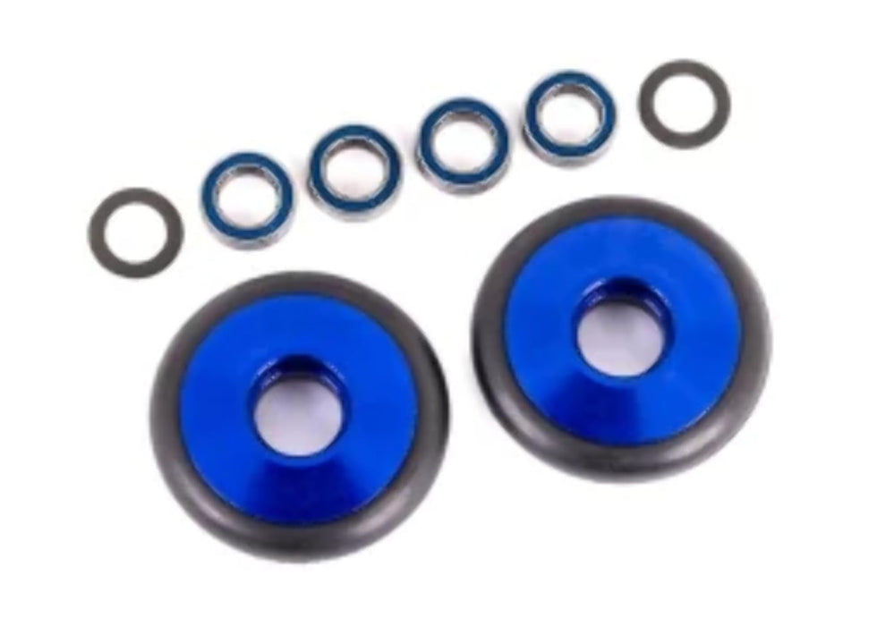 Traxxas 9461X - Aluminum Wheelie Bar Wheels w/Bearings & O-Rings Blue (2)