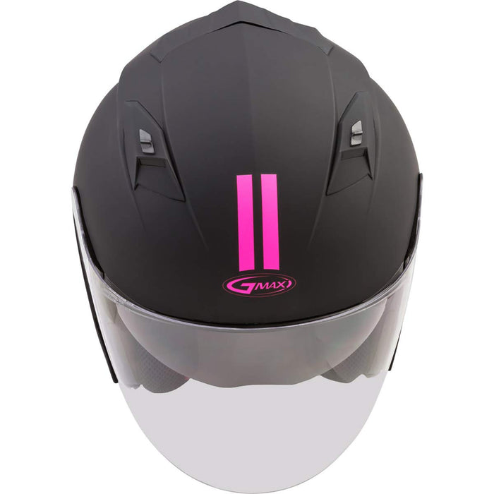 GMAX OF-77 Adult Downey Open-Face Motorcycle Helmet - Matte Black/Pink/Medium